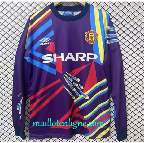 Thai Maillot Retro Manchester United Maillot Gardien de but Manche Longue Pourpre 1992-93 maillotenligne 10493