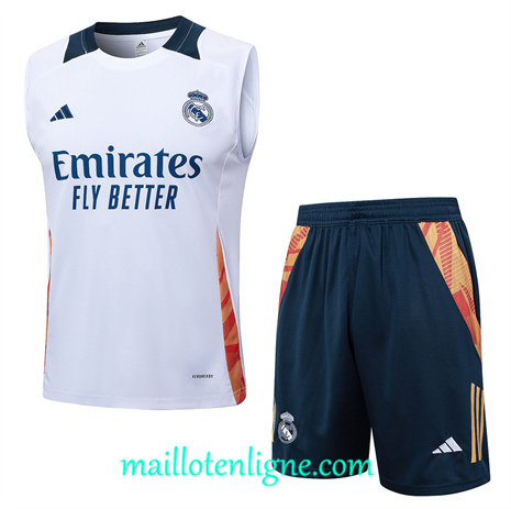 Thai Maillot Real Madrid Debardeur Training 2024 2025 Blanc ligne 120044