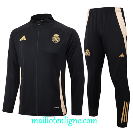 Thai Maillot Ensemble Real Madrid Veste Survetement noir 2024 2025 ligne 120591