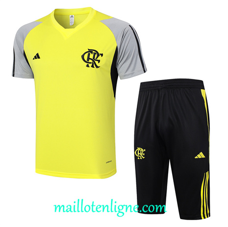 Thai Maillot Ensemble Flamengo + Short Training jaune 2024 2025 ligne 120926