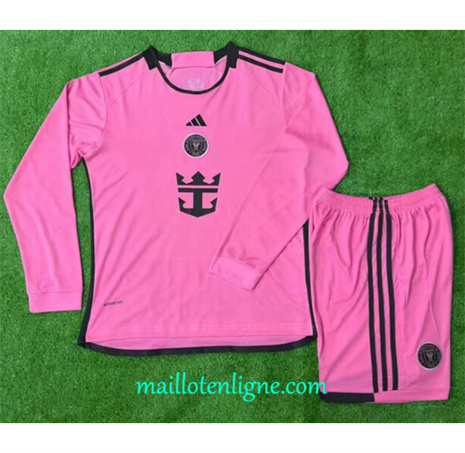 Thai Maillot Inter Miami Enfant Domicile Manche Longue 2024 2025 ligne 46460