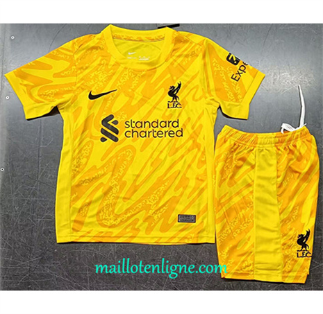 Thai Maillot Liverpool Enfant goalkeeper jaune 2024 2025 ligne 46377