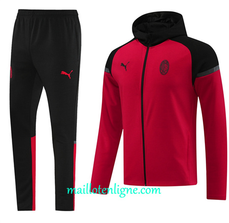 Thai Maillot Ensemble AC Milan Veste Survetement à Capuche rouge 2024 2025 ligne 46108