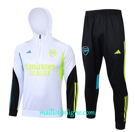 Thai Maillot Ensemble Arsenal Survetement à capuche Blanc 2024 2025 ligne 46081