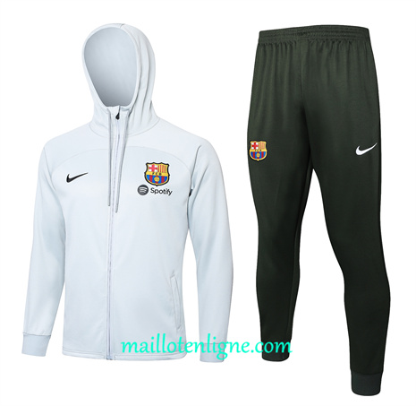 Thai Maillot Ensemble Barcelone Veste Survetement à Capuche gris clair 2024 2025 ligne 46034