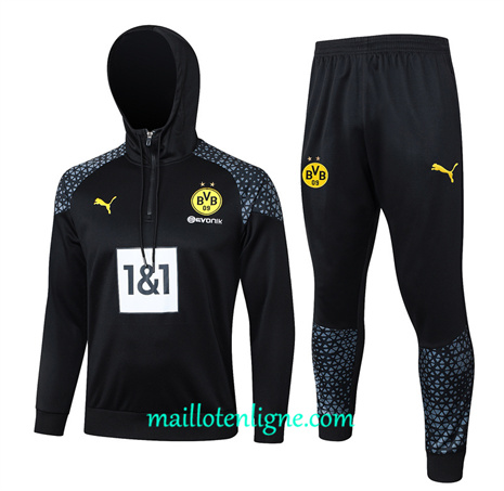 Thai Maillot Ensemble Borussia Dortmund Survetement à capuche noir 2024 2025 ligne 46025