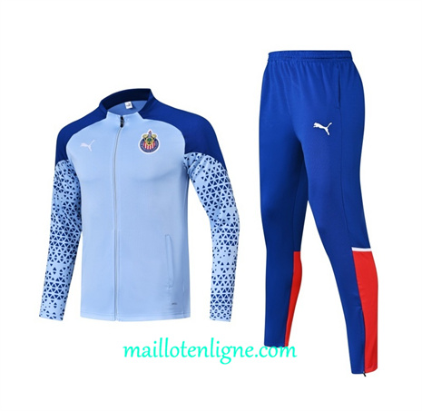 Thai Maillot Ensemble Chivas Veste Survetement lac bleu 2024 2025 ligne 46009