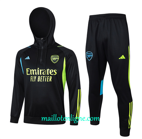 Thai Maillot Ensemble Arsenal Enfant Survetement à capuche noir 2024 2025 ligne 46156