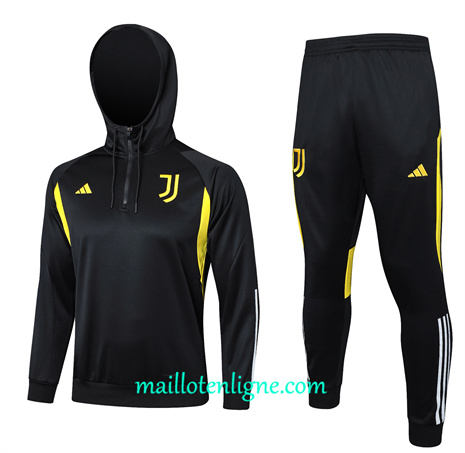 Thai Maillot Ensemble Juventus Enfant Survetement à capuche noir 2024 2025 ligne 46179