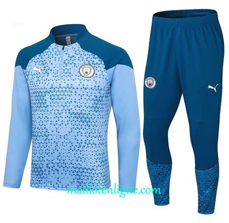 Thai Maillot Ensemble Manchester City Enfant Survetement bleu 2024 2025 ligne 46167