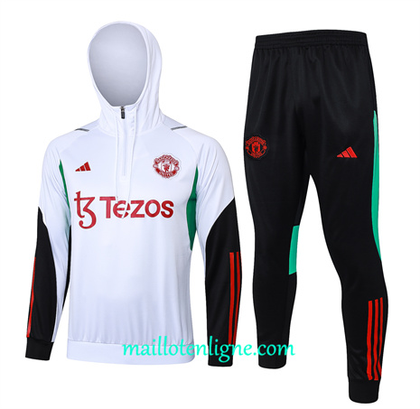 Thai Maillot Ensemble Manchester United Enfant Survetement à capuche Blanc 2024 2025 ligne 46171