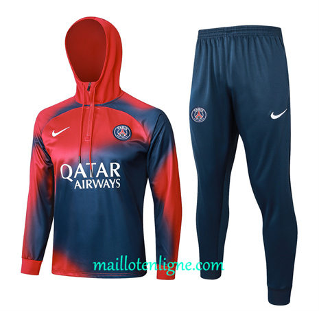 Thai Maillot Ensemble Paris Saint-Germain Enfant Survetement à capuche bleu marine 2024 2025 ligne 46139