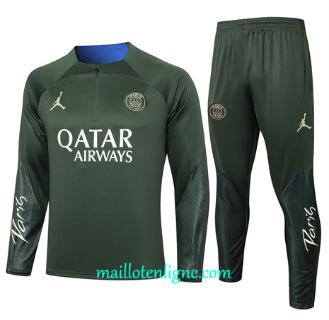 Thai Maillot Ensemble Paris Saint-Germain Enfant Survetement vert foncé 2024 2025 ligne 46142