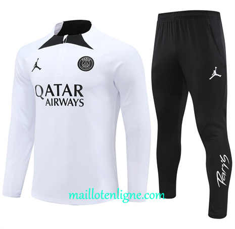 Thai Maillot Ensemble Paris Saint-Germain Enfant Survetement Blanc 2024 2025 ligne 46145