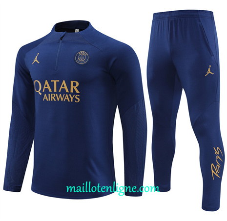 Thai Maillot Ensemble Paris Saint-Germain Enfant Survetement bleu royal 2024 2025 ligne 46146