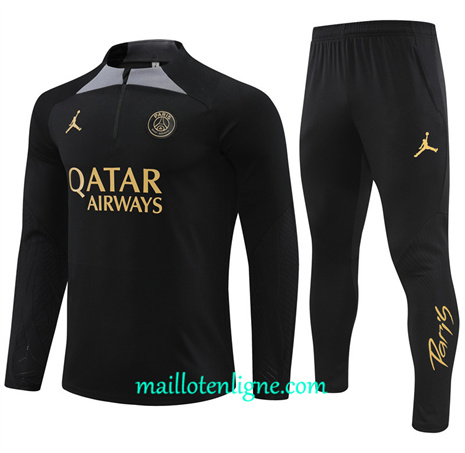 Thai Maillot Ensemble Paris Saint-Germain Enfant Survetement noir 2024 2025 ligne 46147