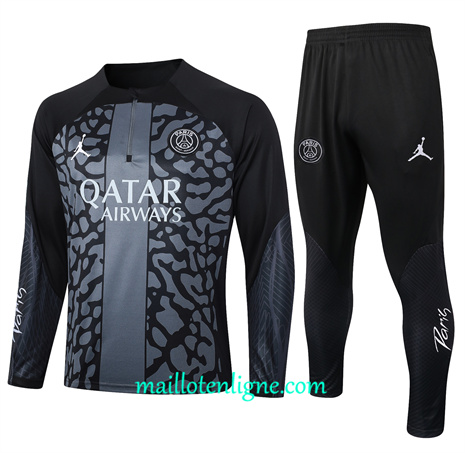 Thai Maillot Ensemble Paris Saint-Germain Enfant Survetement noir 2024 2025 ligne 46148