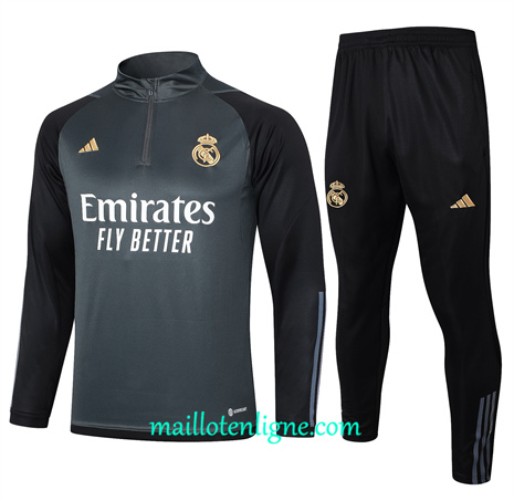 Thai Maillot Ensemble Real Madrid Enfant Survetement gris foncé 2024 2025 ligne 46132