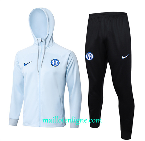 Thai Maillot Ensemble Inter Milan Veste Survetement à Capuche gris clair 2024 2025 ligne 46017