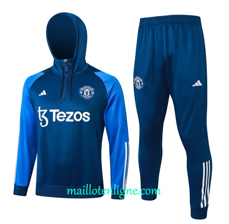 Thai Maillot Ensemble Manchester United Survetement à capuche bleu royal 2024 2025 ligne 46101