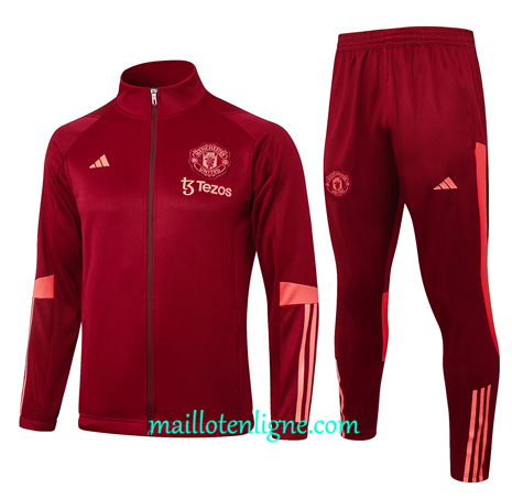 Thai Maillot Ensemble Manchester United Veste Survetement rouge bordeaux 2024 2025 ligne 46102