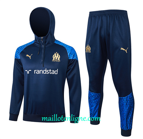 Thai Maillot Ensemble Marseille Survetement à capuche bleu 2024 2025 ligne 46051