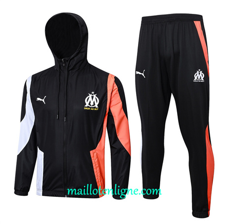 Thai Maillot Ensemble Marseille Survetement Coupe vent noir 2024 2025 ligne 46053