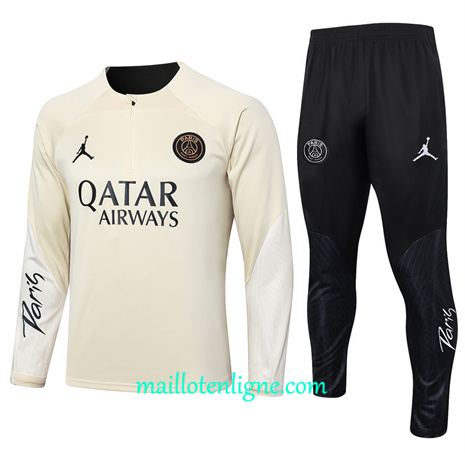 Thai Maillot Ensemble Paris Saint-Germain Survetement couleur crème 2024 2025 ligne 46057