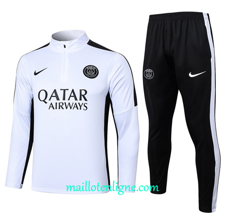 Thai Maillot Ensemble Paris Saint-Germain Survetement Blanc 2024 2025 ligne 46061