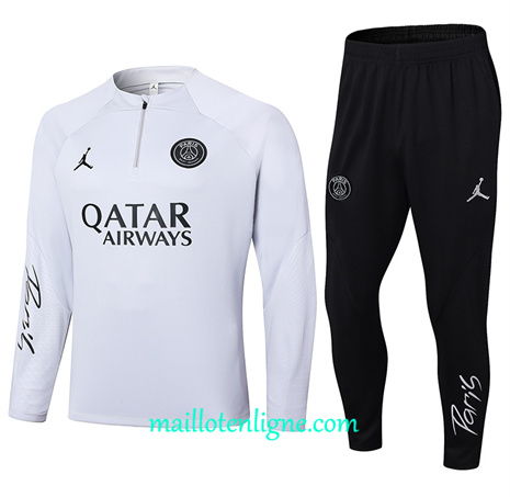 Thai Maillot Ensemble Paris Saint-Germain Survetement Blanc 2024 2025 ligne 46070