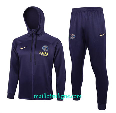 Thai Maillot Ensemble Paris Saint-Germain Veste Survetement à Capuche Violet 2024 2025 ligne 46071