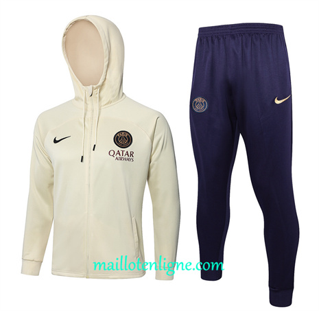 Thai Maillot Ensemble Paris Saint-Germain Veste Survetement à Capuche abricot 2024 2025 ligne 46072