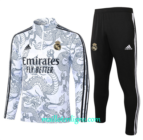 Thai Maillot Ensemble Real Madrid Survetement Blanc 2024 2025 ligne 46039