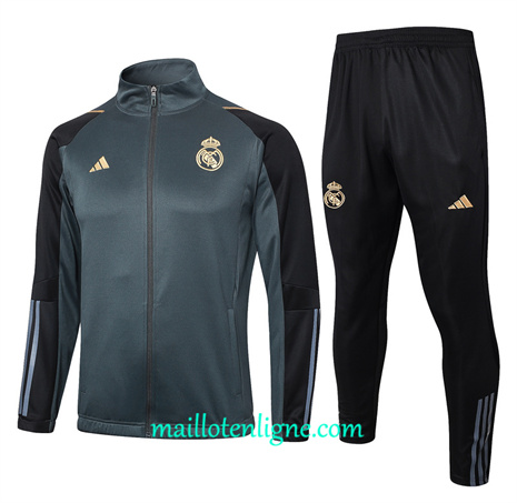 Thai Maillot Ensemble Real Madrid Veste Survetement noir 2024 2025 ligne 46047