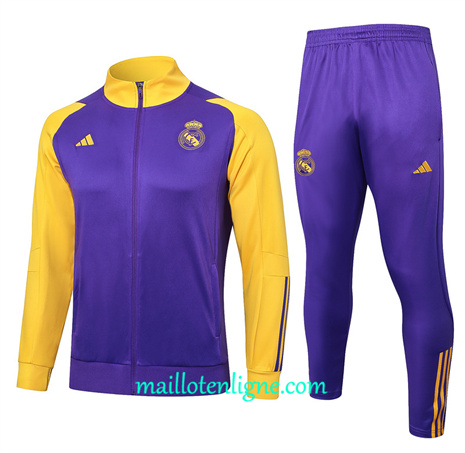 Thai Maillot Ensemble Real Madrid Veste Survetement Violet 2024 2025 ligne 46048