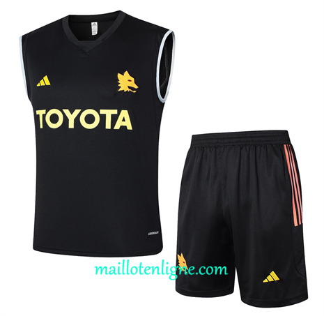 Thai Maillot Ensemble AS Roma Debardeur Training noir 2024 2025 ligne 46258