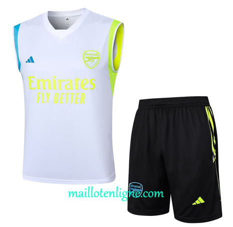 Thai Maillot Ensemble Arsenal Debardeur Training Blanc 2024 2025 ligne 46222