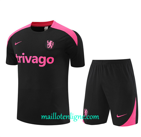 Thai Maillot Ensemble Chelsea Enfant + Short Training noir 2024 2025 ligne 46231