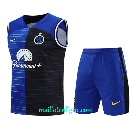 Thai Maillot Ensemble Inter Milan Debardeur Training bleu 2024 2025 ligne 46260