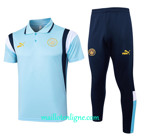 Thai Maillot Ensemble Manchester City POLO Training bleu clair 2024 2025 ligne 46237