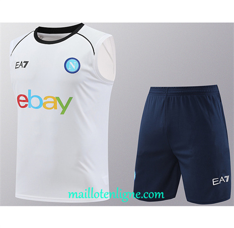 Thai Maillot Ensemble Naples Debardeur Training Blanc 2024 2025 ligne 46266