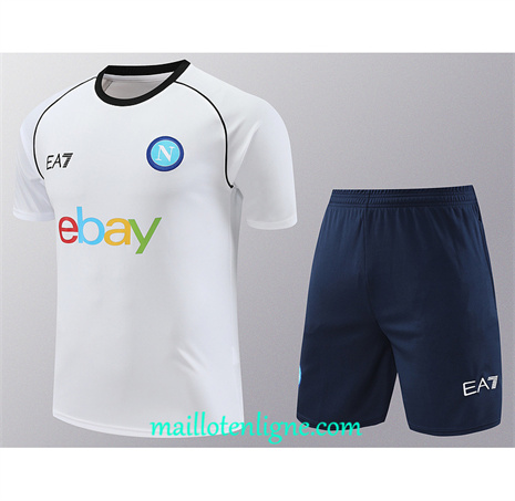 Thai Maillot Ensemble Naples + Short Training Blanc 2024 2025 ligne 46269