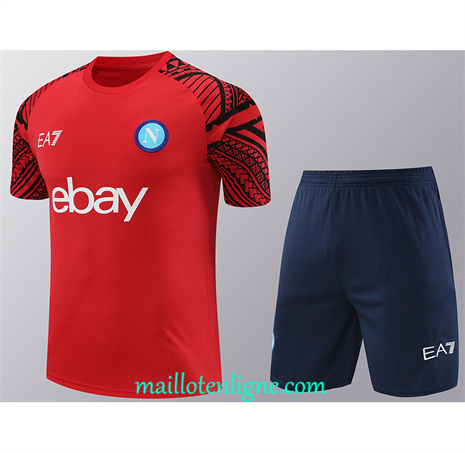 Thai Maillot Ensemble Naples + Short Training rouge 2024 2025 ligne 46270