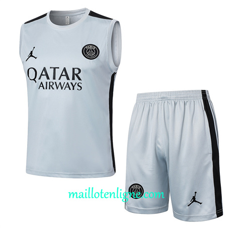 Thai Maillot Ensemble Paris Saint-Germain Debardeur Training gris 2024 2025 ligne 46207