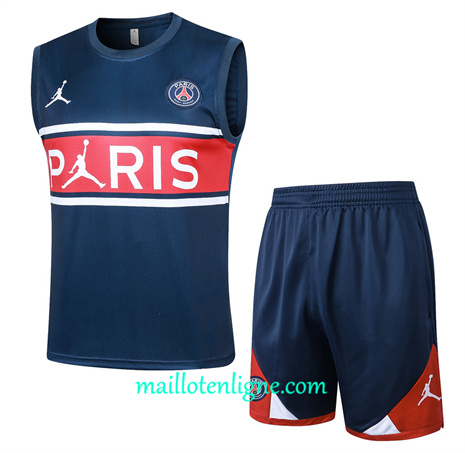 Thai Maillot Ensemble Paris Saint-Germain Debardeur Training bleu royal 2024 2025 ligne 46208