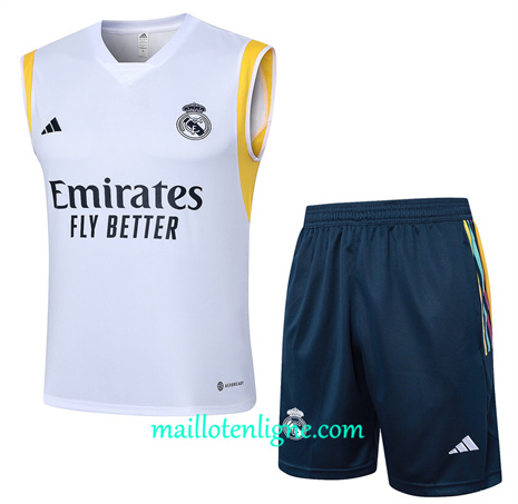 Thai Maillot Ensemble Real Madrid Debardeur Training Blanc 2024 2025 ligne 46200