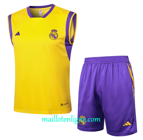 Thai Maillot Ensemble Real Madrid Debardeur Training jaune 2024 2025 ligne 46201