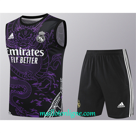 Thai Maillot Ensemble Real Madrid Debardeur Training Violet 2024 2025 ligne 46203