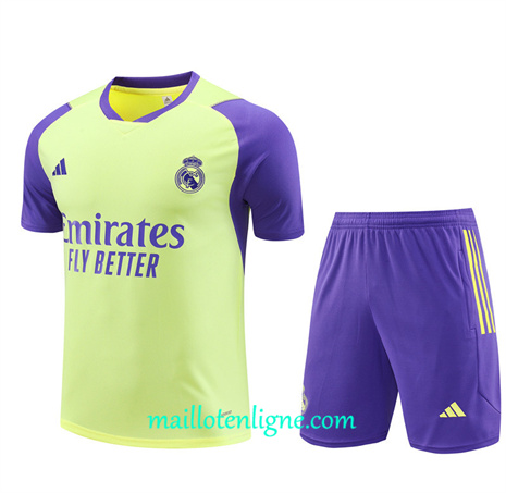 Thai Maillot Ensemble Real Madrid + Short Training jaune clair 2024 2025 ligne 46244