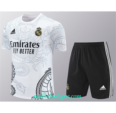 Thai Maillot Ensemble Real Madrid + Short Training Blanc 2024 2025 ligne 46253